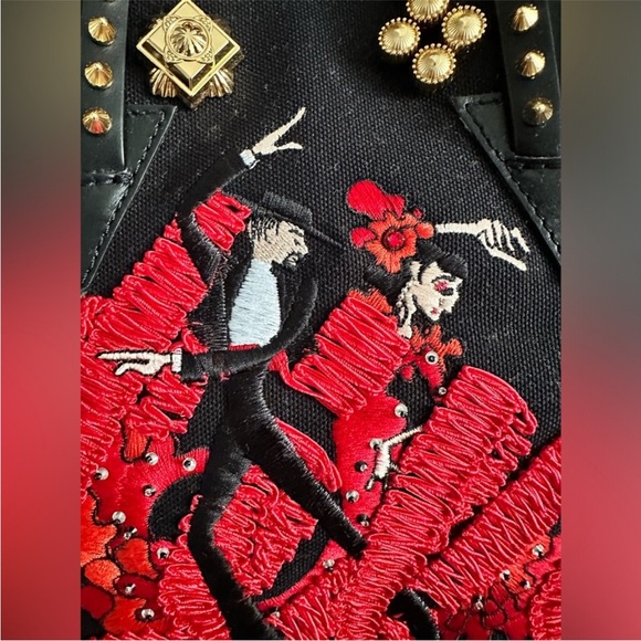 CHRISTIAN LOUBOUTIN♥️🖤💃Flamencaba Tote in Embroidered Toile PRISTINE CONDITION - Picture 3 of 15